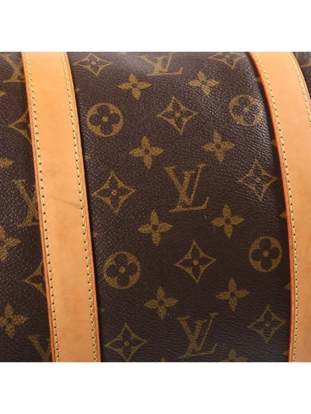 Louis Vuitton Monogram Keepall 55 Boston Bag Brown Leather